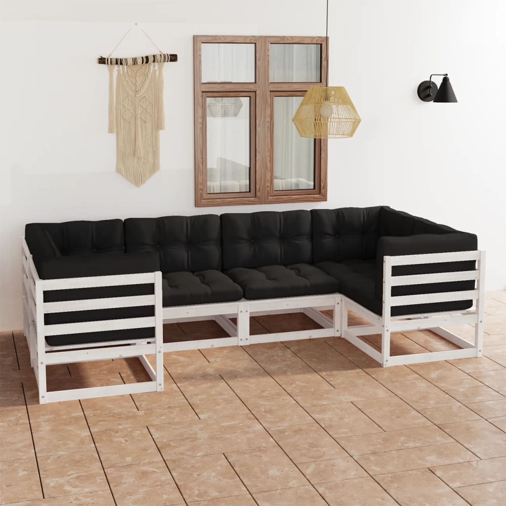6-Tlg. Garten-Lounge-Set Mit Kissen Massivholz Kiefer