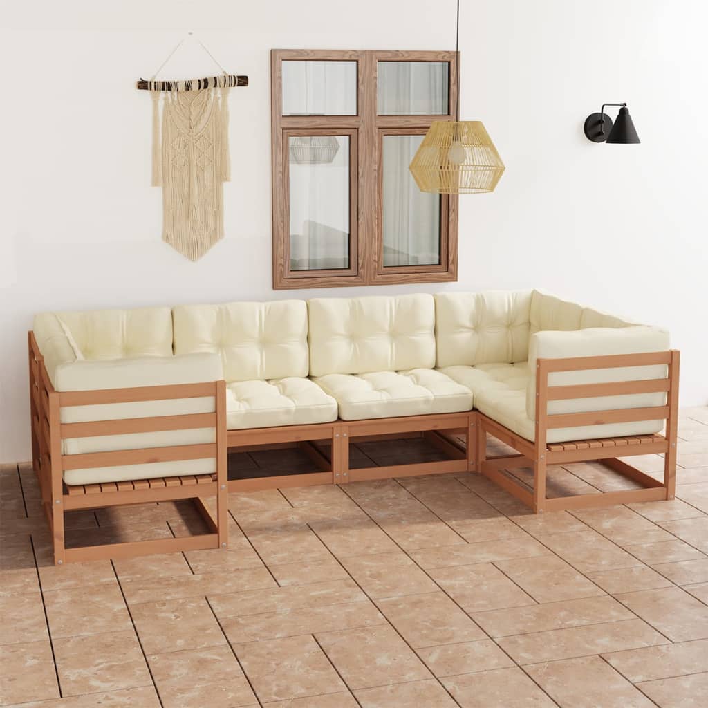 6-Tlg. Garten-Lounge-Set Mit Kissen Massivholz Kiefer