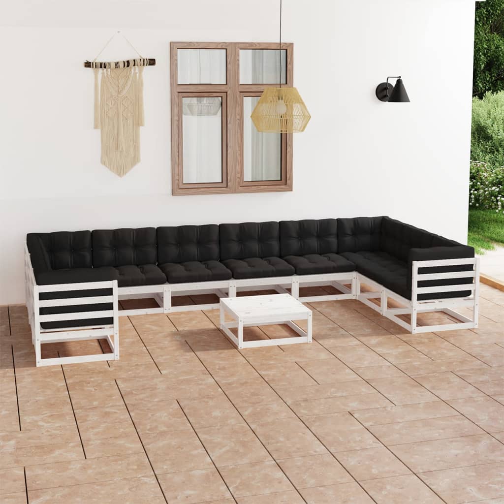 11-Tlg. Garten-Lounge-Set Massivholz Kiefer