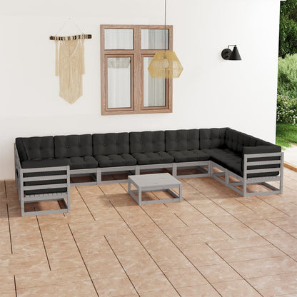 11-Tlg. Garten-Lounge-Set Massivholz Kiefer