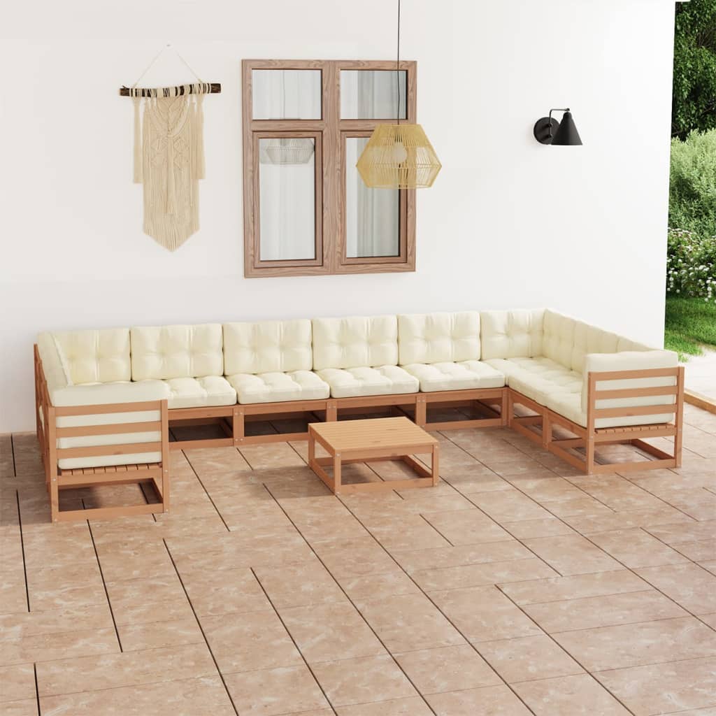 11-Tlg. Garten-Lounge-Set Massivholz Kiefer