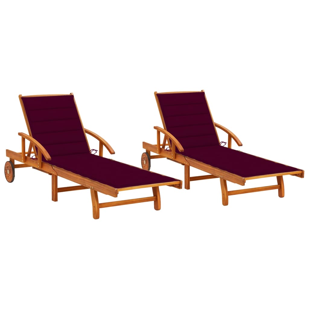 Sonnenliege Mit Tisch Und Auflage Akazie Massivholz
