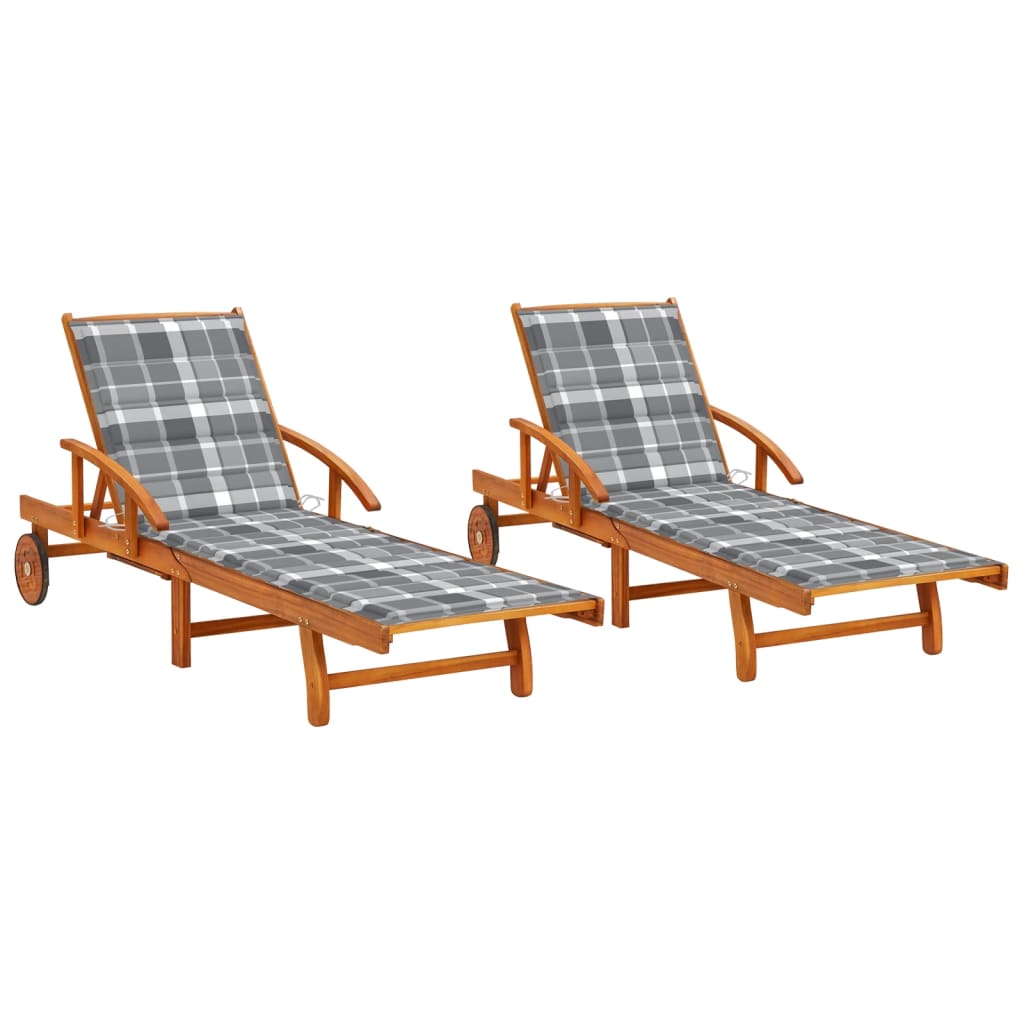 Sonnenliege Mit Tisch Und Auflage Akazie Massivholz