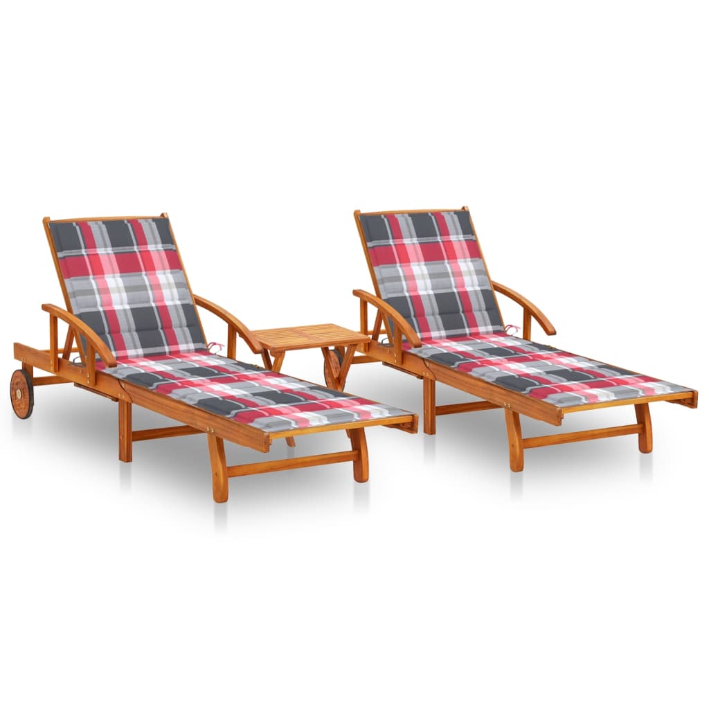 Sonnenliege Mit Tisch Und Auflage Akazie Massivholz