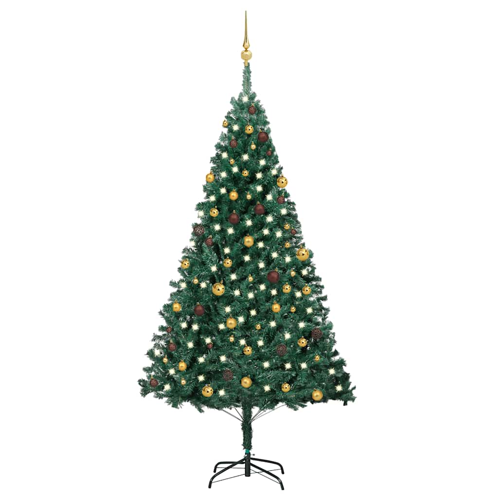 Künstlicher Weihnachtsbaum Mit Beleuchtung & Kugeln Grün