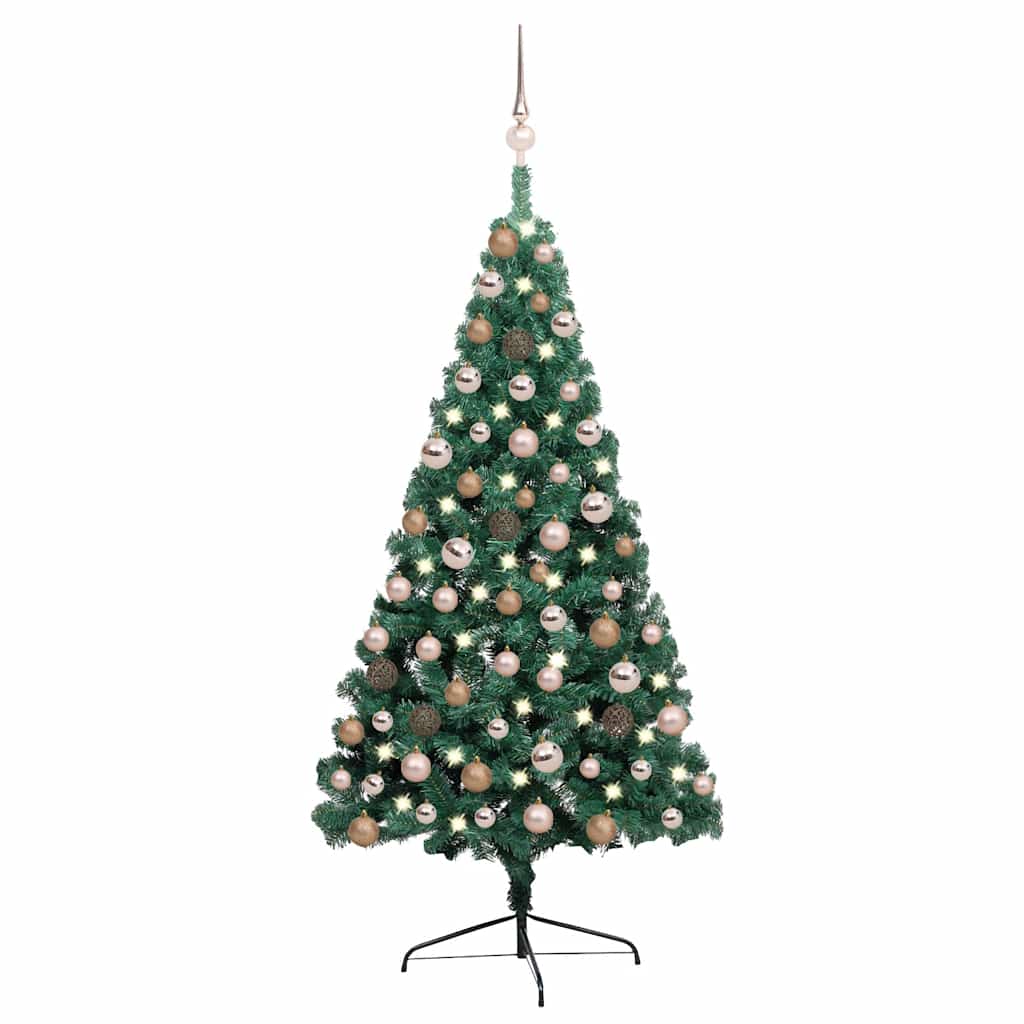 Künstlicher Halb-Weihnachtsbaum Beleuchtung Kugeln Grün