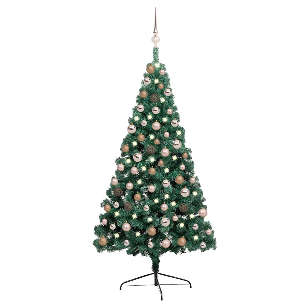 Künstlicher Halb-Weihnachtsbaum Beleuchtung Kugeln Grün