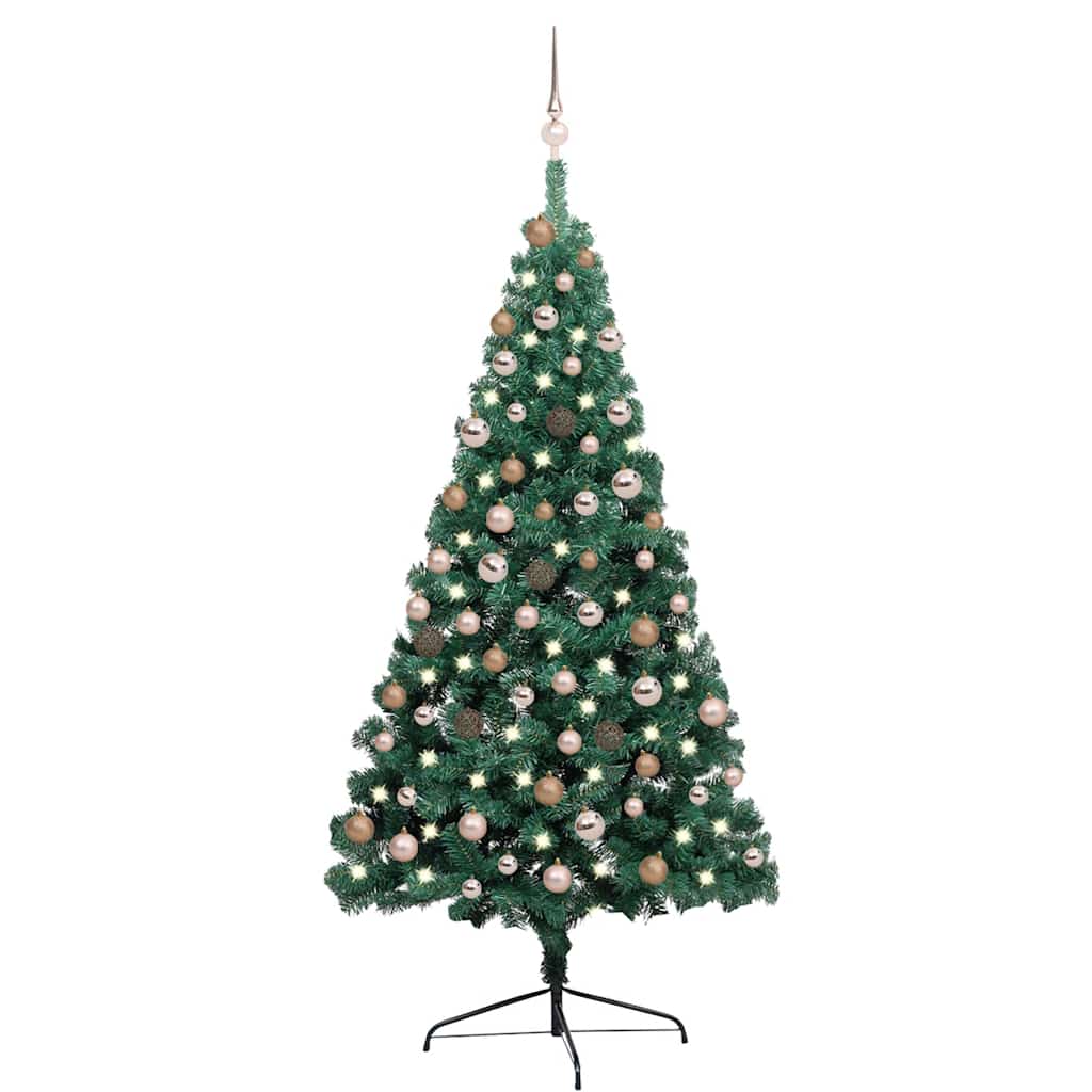 Künstlicher Halb-Weihnachtsbaum Beleuchtung Kugeln Grün
