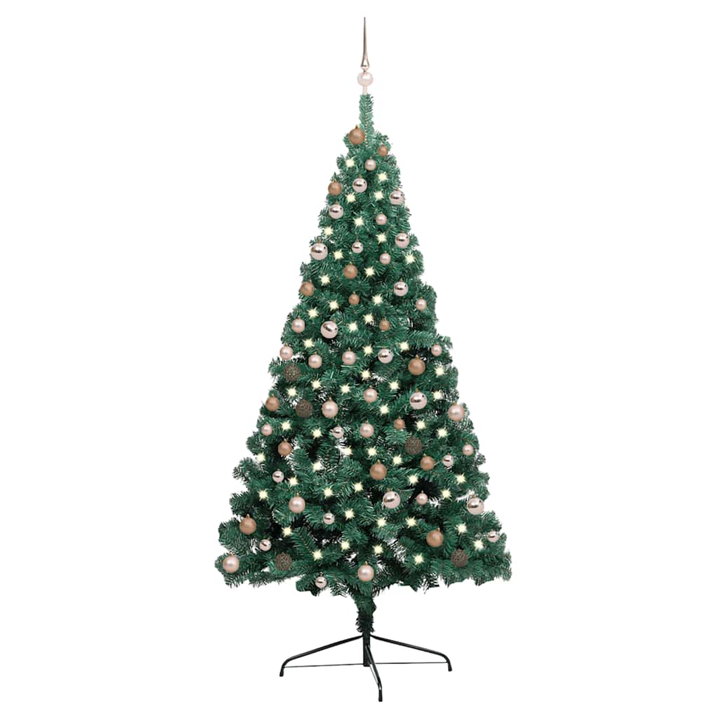 Künstlicher Halb-Weihnachtsbaum Beleuchtung Kugeln Grün