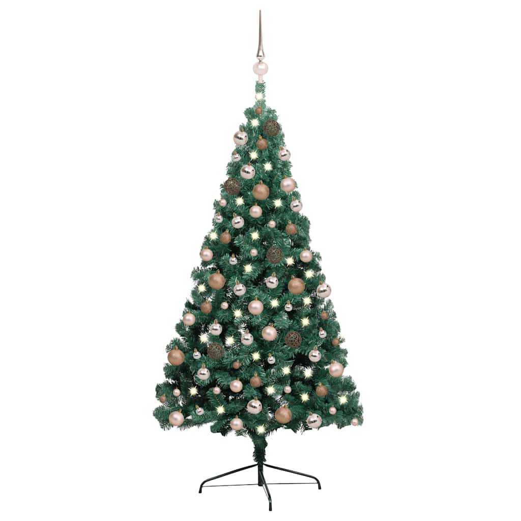 Künstlicher Halb-Weihnachtsbaum Beleuchtung Kugeln Grün