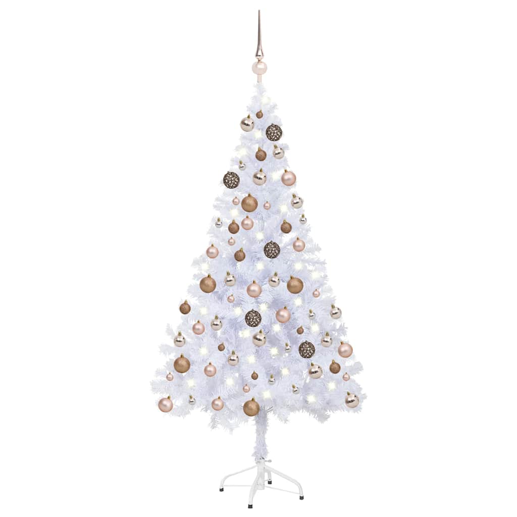Künstlicher Weihnachtsbaum Beleuchtung Kugeln 120Cm 230 Zweige Weiß Und Rose