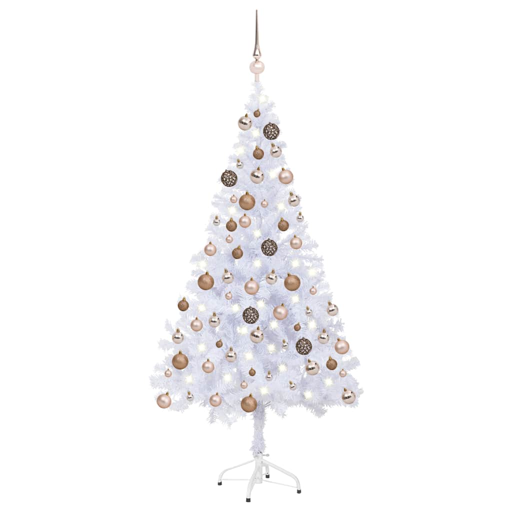 Künstlicher Weihnachtsbaum Beleuchtung Kugeln 120Cm 230 Zweige Weiß Und Rose