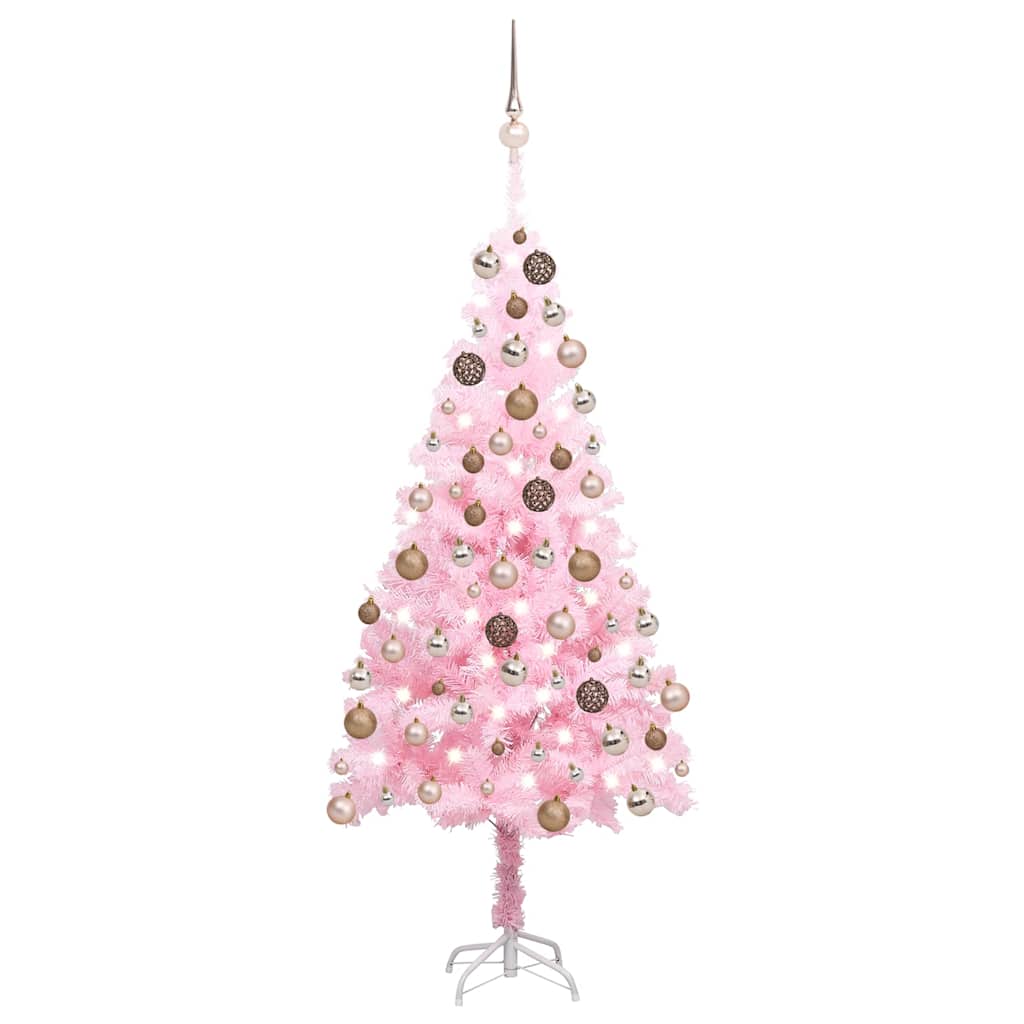 Künstlicher Weihnachtsbaum Mit Beleuchtung & Kugeln 120Cm Rosa