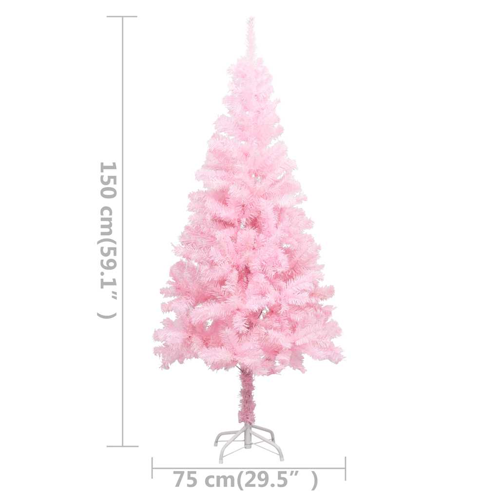 Künstlicher Weihnachtsbaum Mit Beleuchtung & Kugeln 150Cm Rosa