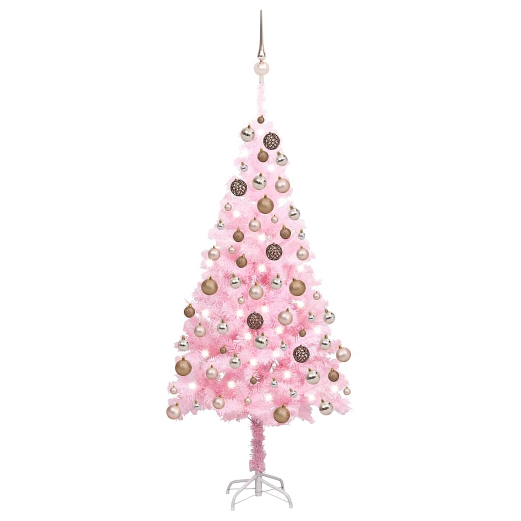 Künstlicher Weihnachtsbaum Mit Beleuchtung & Kugeln Rosa 180Cm Rosa Und Rosé