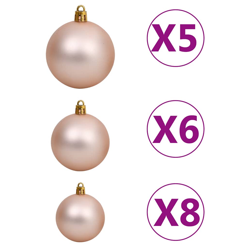 Künstlicher Weihnachtsbaum Mit Beleuchtung & Kugeln Rosa 180Cm Rosa Und Rosé