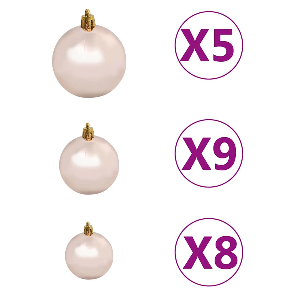 Künstlicher Weihnachtsbaum Mit Beleuchtung & Kugeln Rosa 180Cm Rosa Und Rosé
