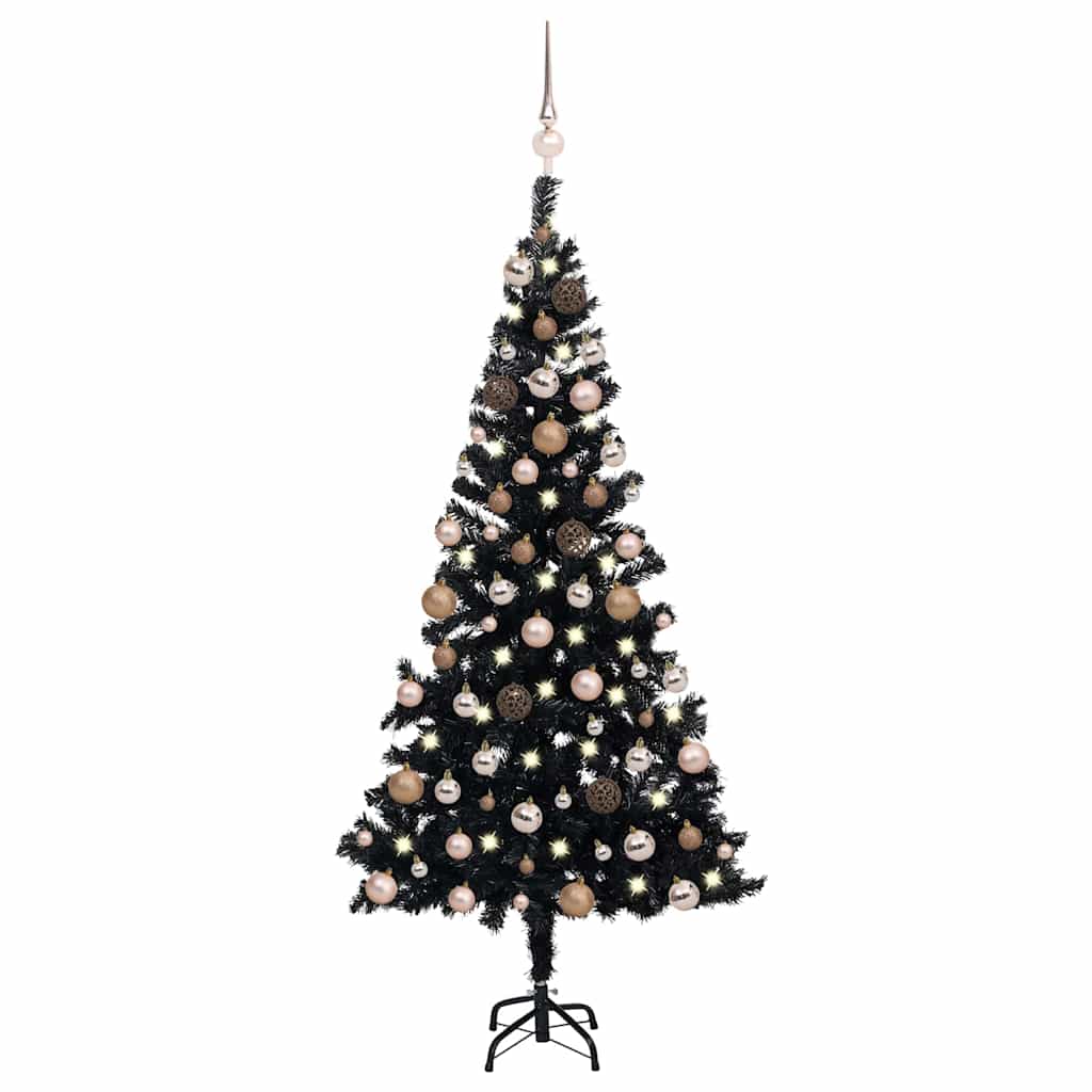 Künstlicher Weihnachtsbaum Beleuchtung & Kugeln 150 Cm Schwarz