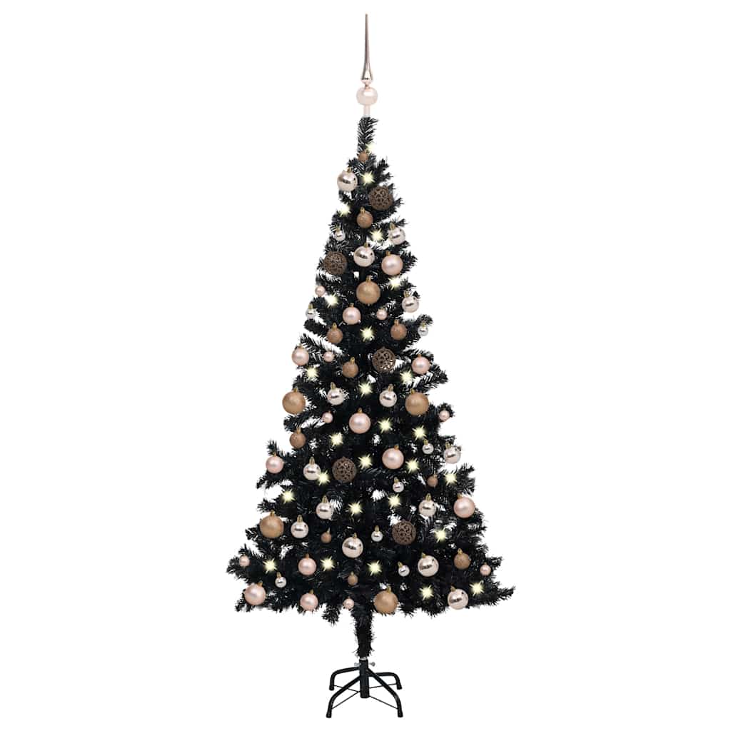 Künstlicher Weihnachtsbaum Beleuchtung & Kugeln 150 Cm Schwarz