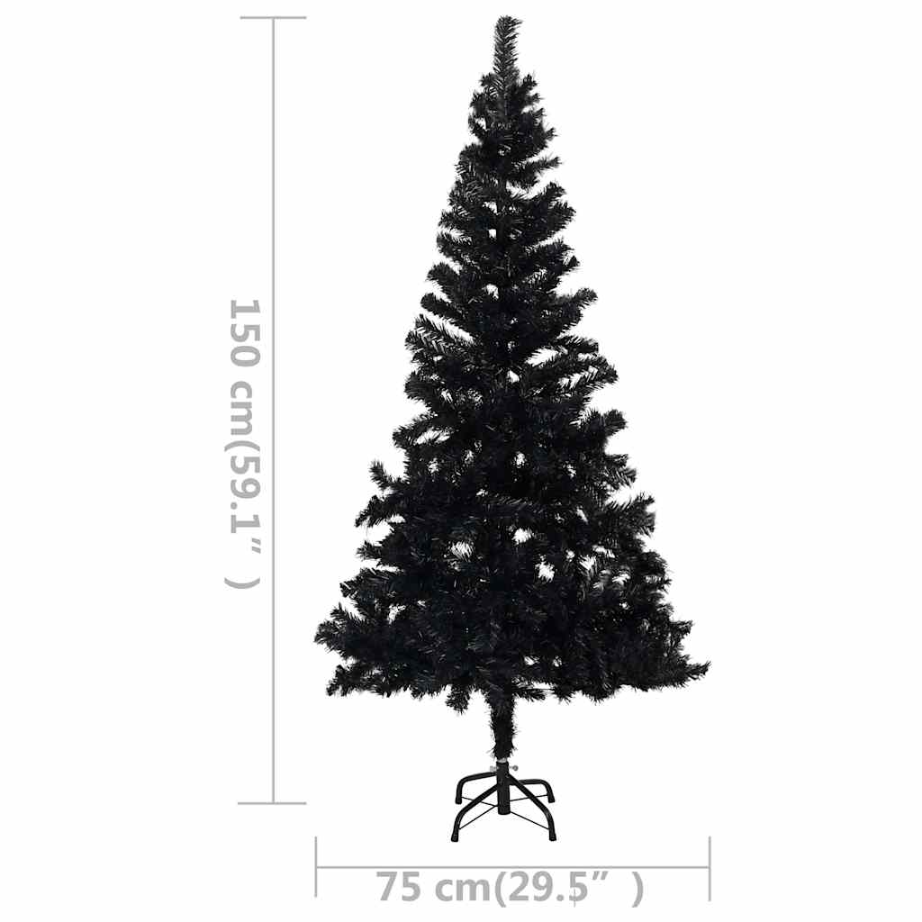 Künstlicher Weihnachtsbaum Beleuchtung & Kugeln 150 Cm Schwarz