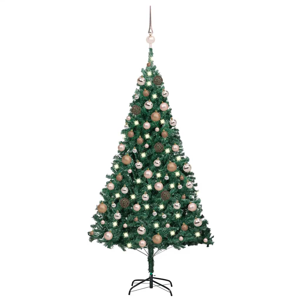 Künstlicher Weihnachtsbaum Mit Beleuchtung & Kugeln Grün
