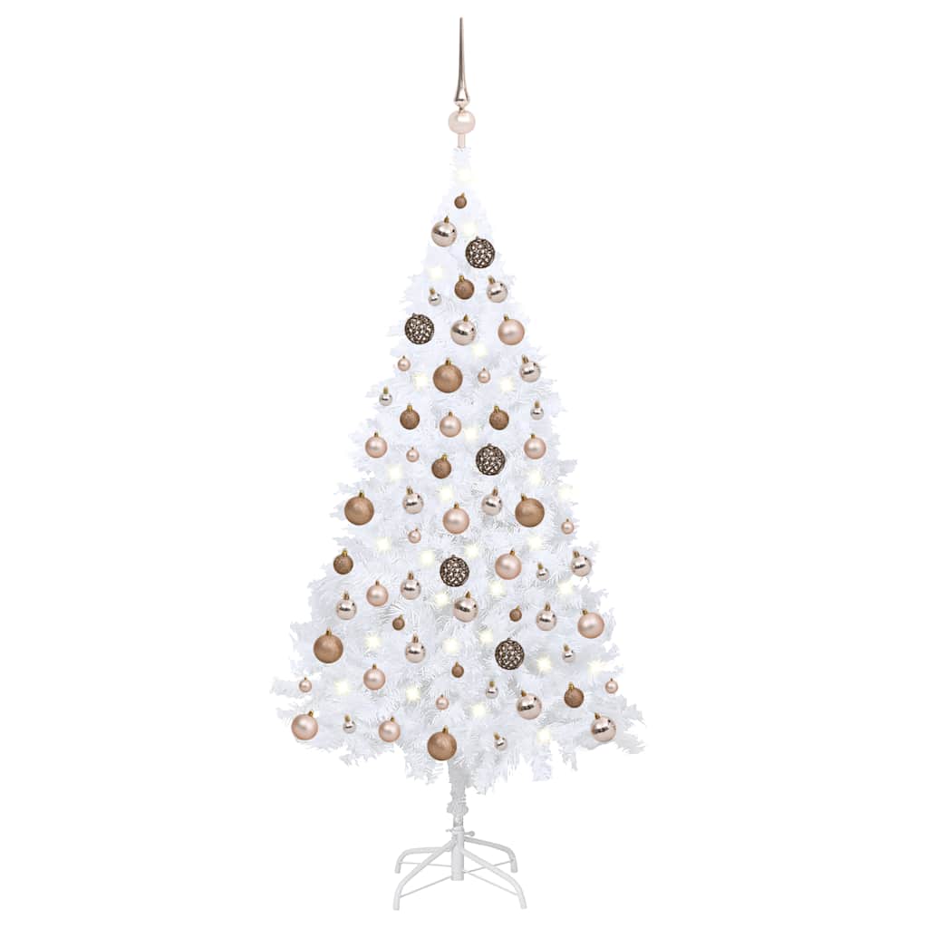 Künstlicher Weihnachtsbaum Mit Beleuchtung & Kugeln Weiß
