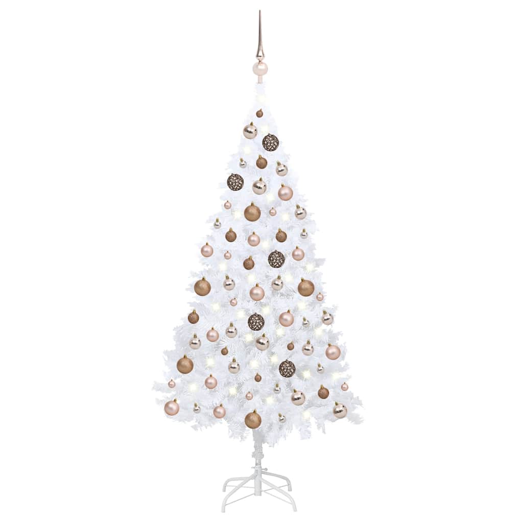 Künstlicher Weihnachtsbaum Mit Beleuchtung & Kugeln Weiß