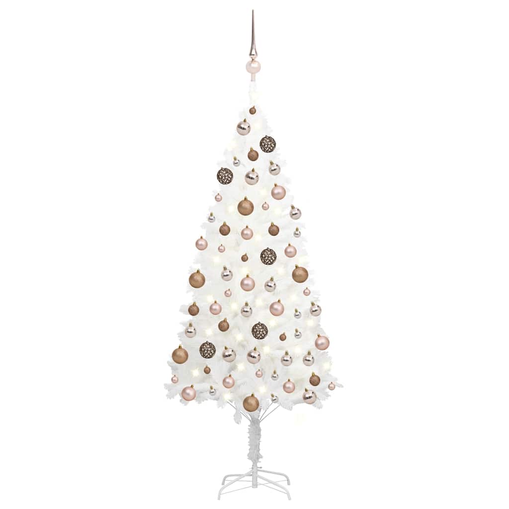 Künstlicher Weihnachtsbaum Mit Beleuchtung & Kugeln Weiß 120 Cm Rose