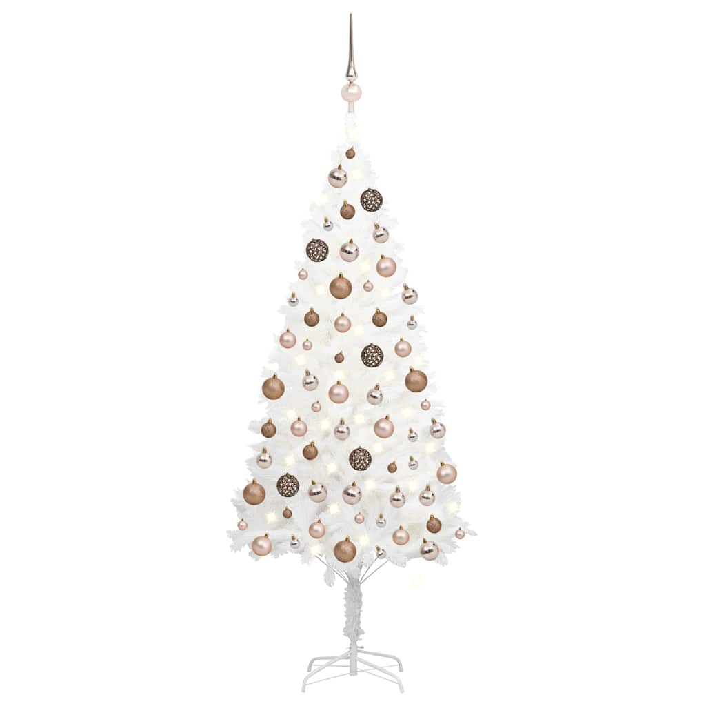 Künstlicher Weihnachtsbaum Mit Beleuchtung & Kugeln Weiß 120 Cm Rose