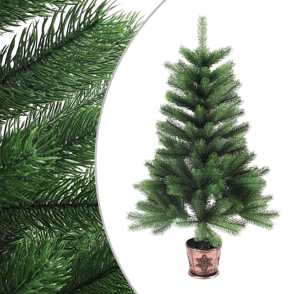 Künstlicher Weihnachtsbaum Mit Beleuchtung & Kugeln 90 Cm Grün Silber