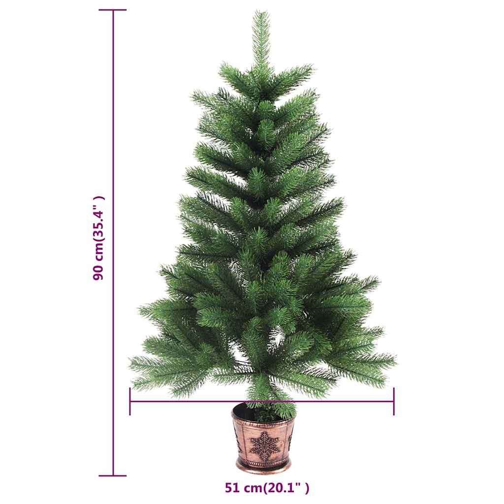 Künstlicher Weihnachtsbaum Mit Beleuchtung & Kugeln 90 Cm Grün Silber