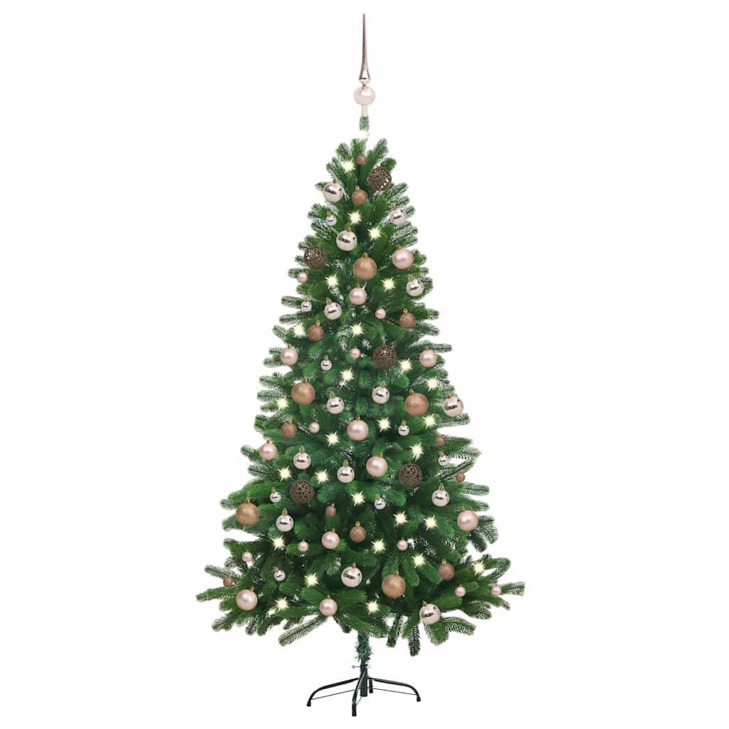 Künstlicher Weihnachtsbaum Mit Beleuchtung & Kugeln 180 Cm Grün Rose