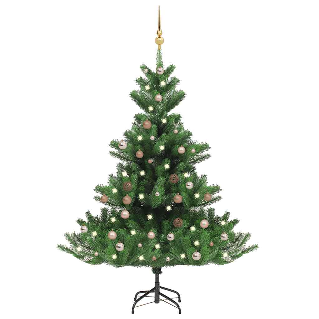Künstlicher Weihnachtsbaum Nordmann Led & Kugeln Grün 150 Cm Rose