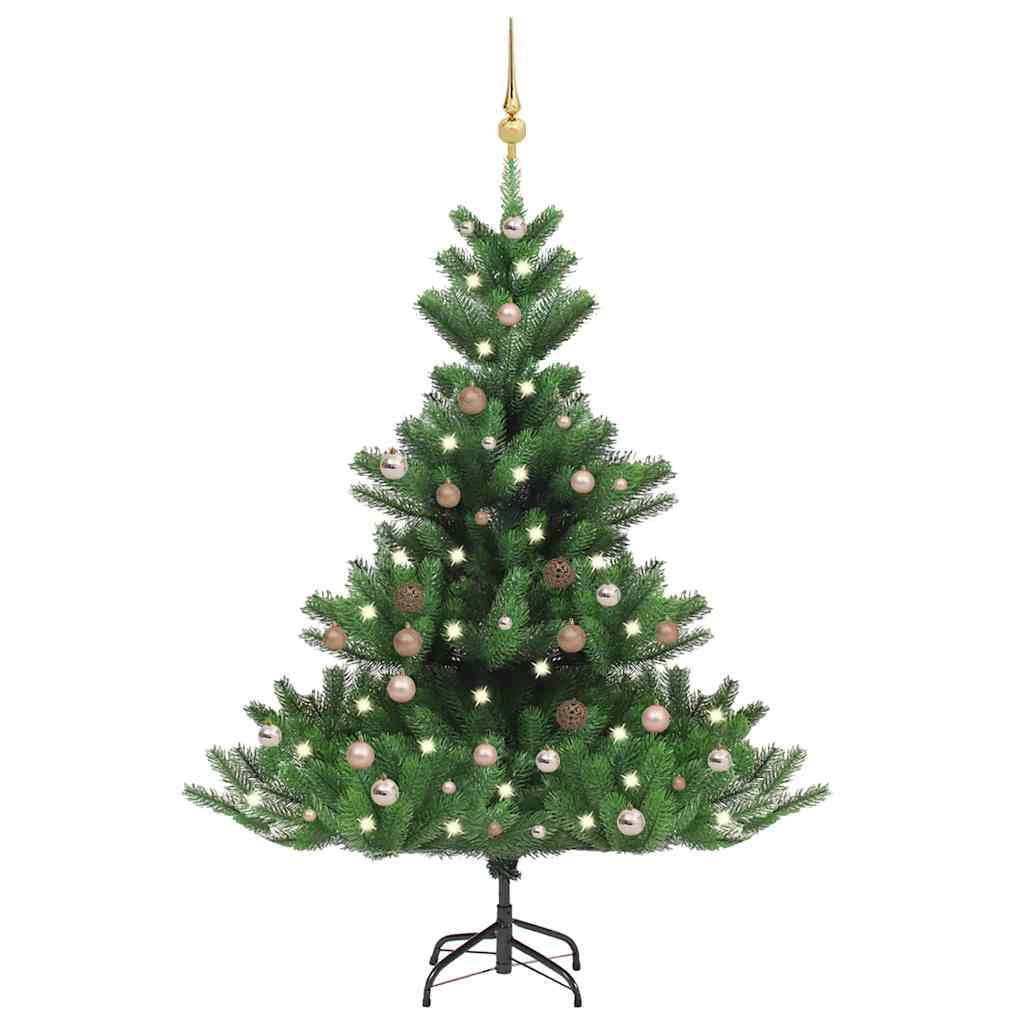 Künstlicher Weihnachtsbaum Nordmann Led & Kugeln Grün 150 Cm Rose