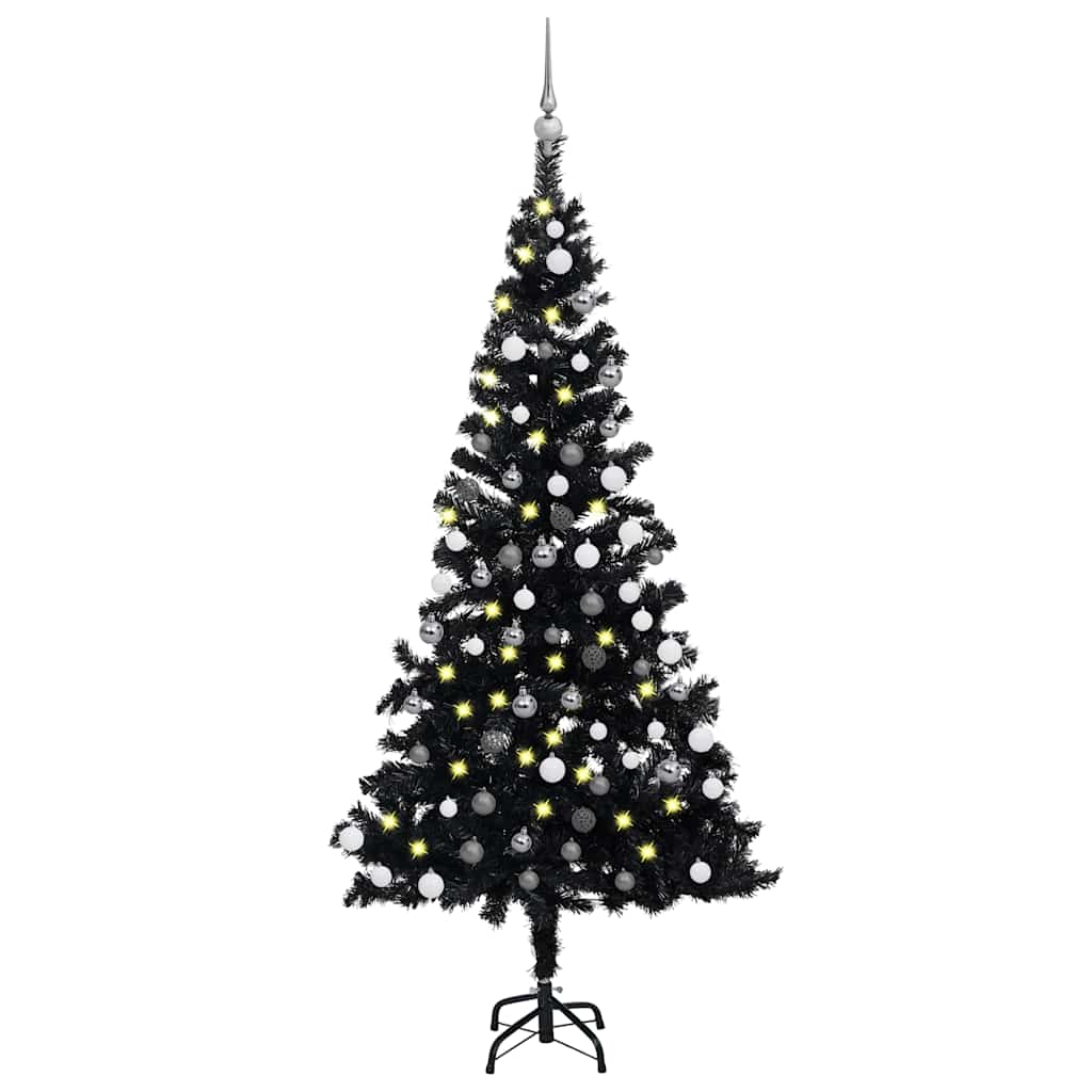 Künstlicher Weihnachtsbaum Beleuchtung & Kugeln 150 Cm Schwarz