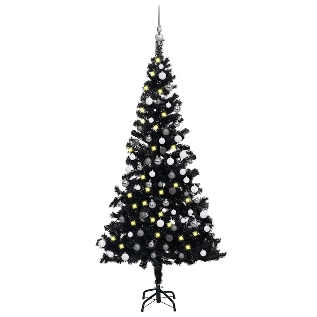 Künstlicher Weihnachtsbaum Beleuchtung & Kugeln 150 Cm Schwarz