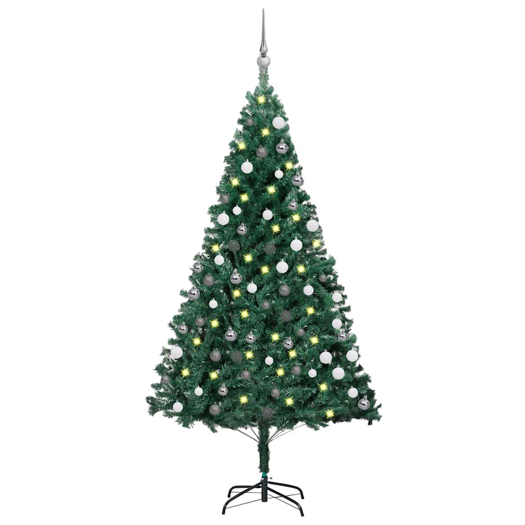 Künstlicher Weihnachtsbaum Mit Beleuchtung & Kugeln Grün