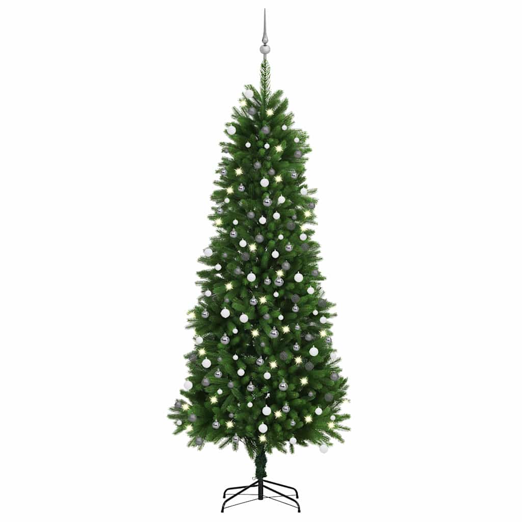 Künstlicher Weihnachtsbaum Mit Beleuchtung & Kugeln 150 Cm Grün Gold