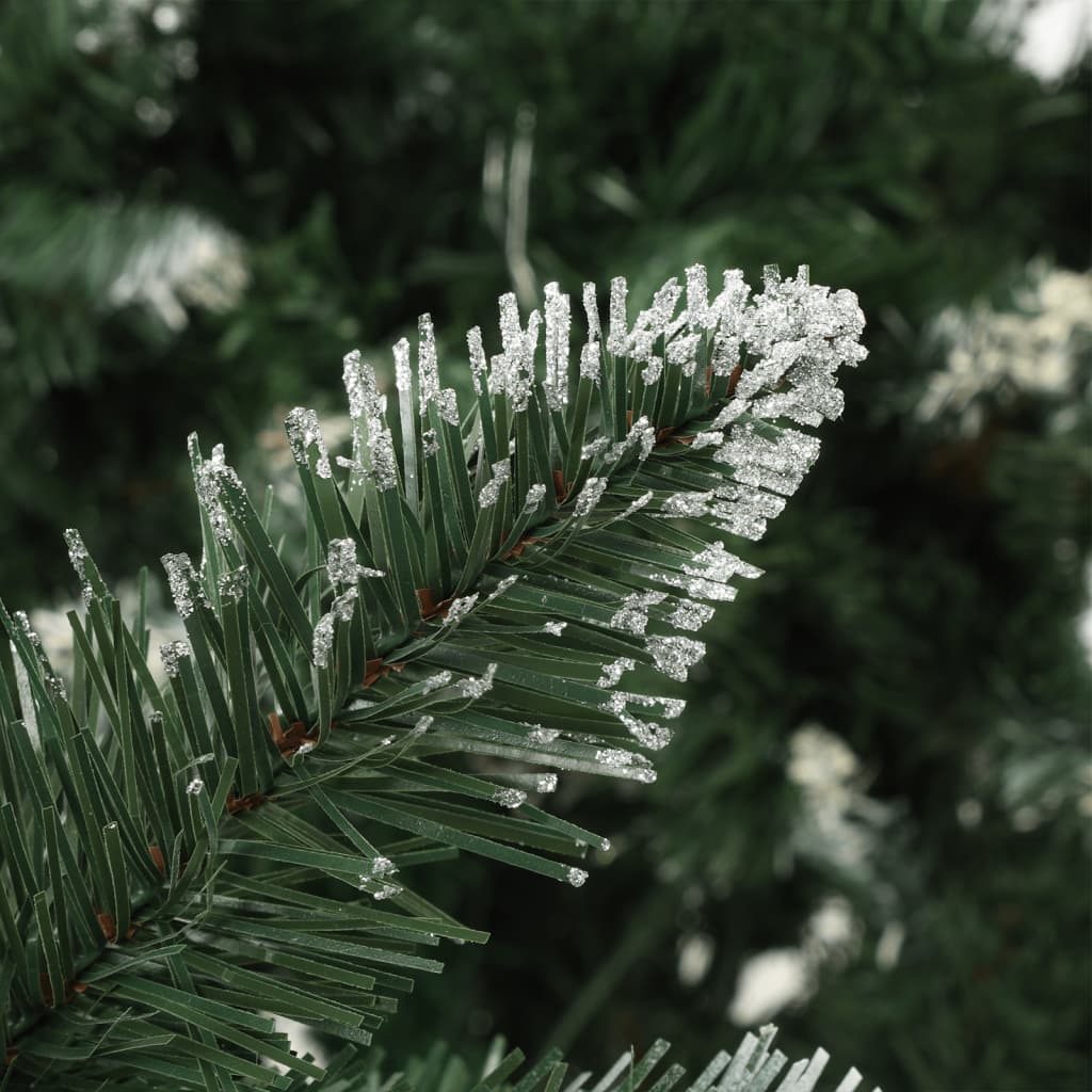 Weihnachtsbaum Gefrostet Mit Beleuchtung & Zapfen 210 Cm Grün Und Weiß