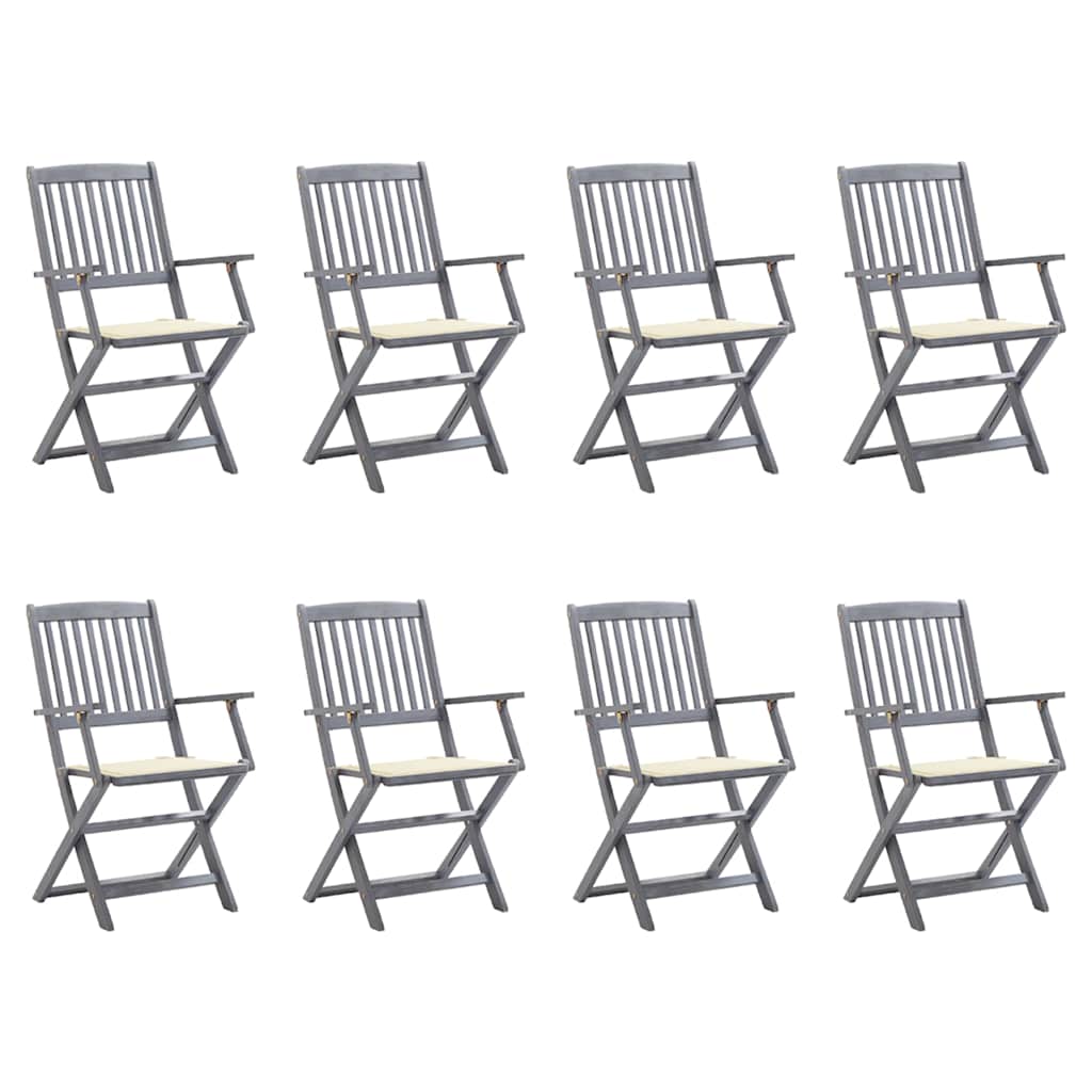 Klappbare Gartenstühle 6 Stk. Mit Sitzkissen Massivholz Akazie