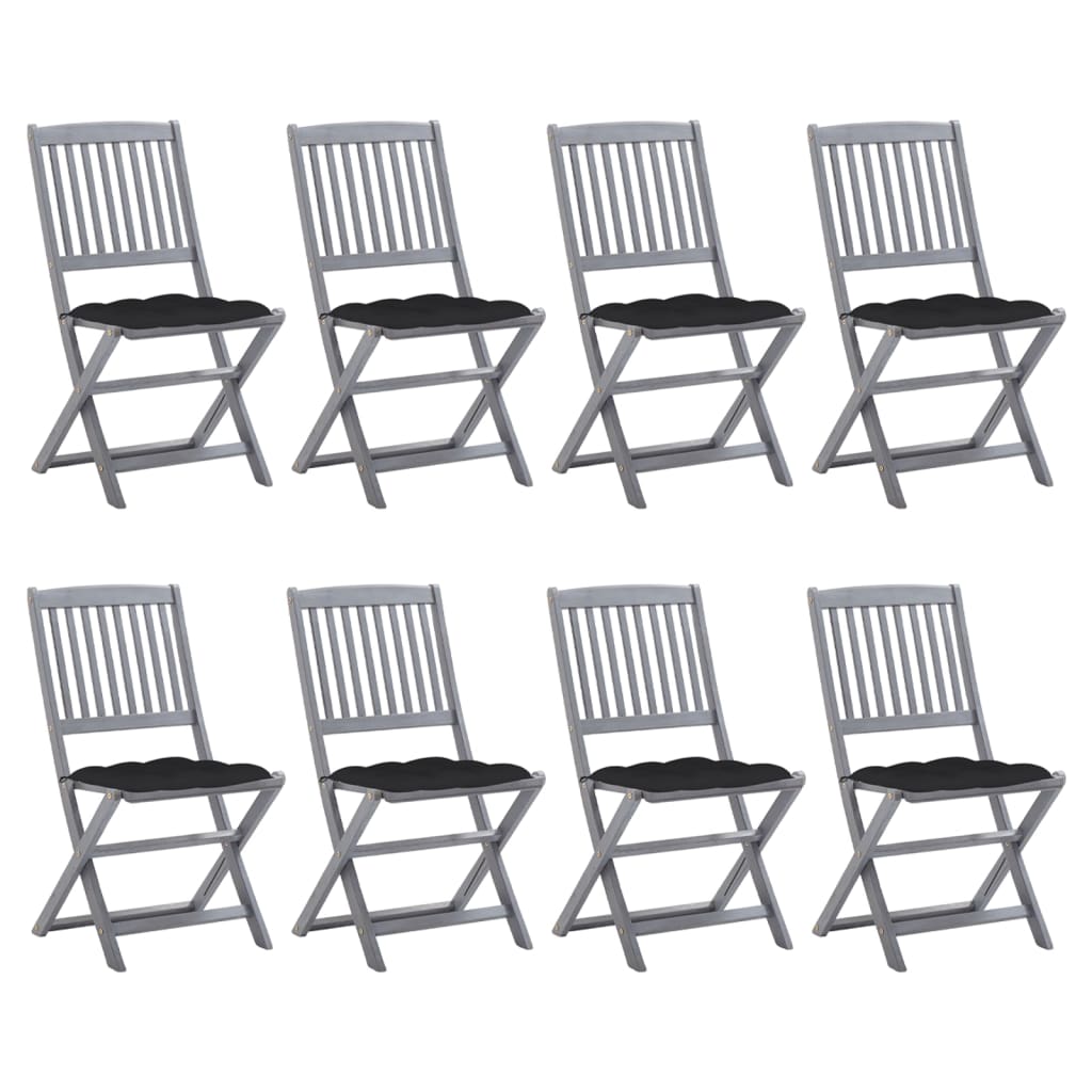 Klappbare Gartenstühle 4 Stk. Mit Kissen Massivholz Akazie