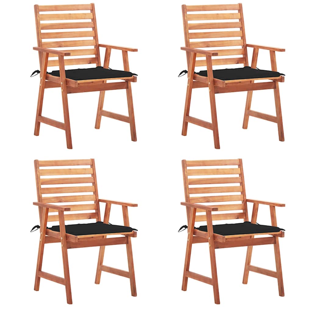 Garten-Essstühle 2 Stk. Mit Kissen Massivholz Akazie