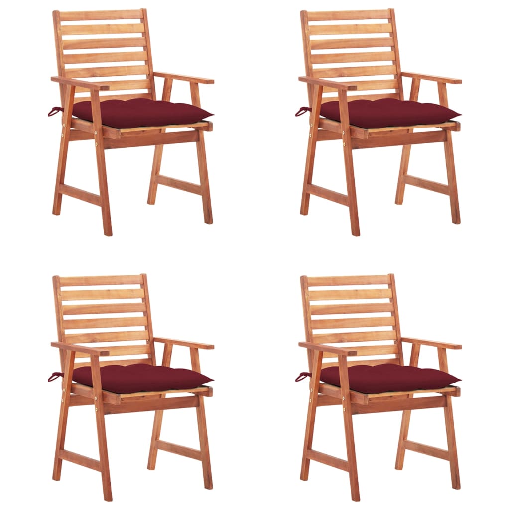 Garten-Essstühle 2 Stk. Mit Kissen Massivholz Akazie