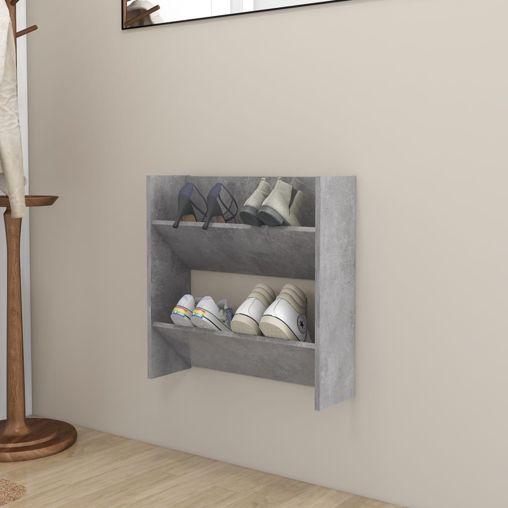 Wand-Schuhschrank Holzwerkstoff Betongrau