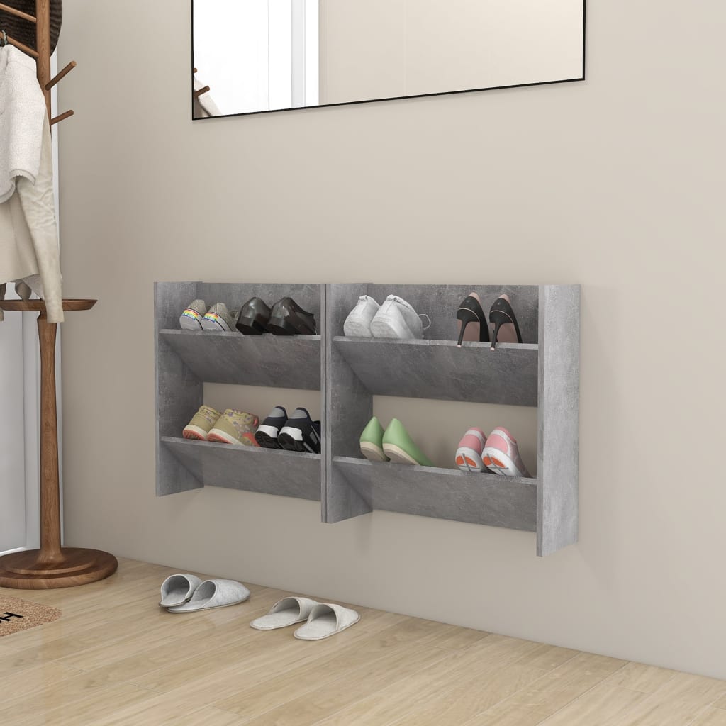Wand-Schuhschrank Holzwerkstoff Betongrau