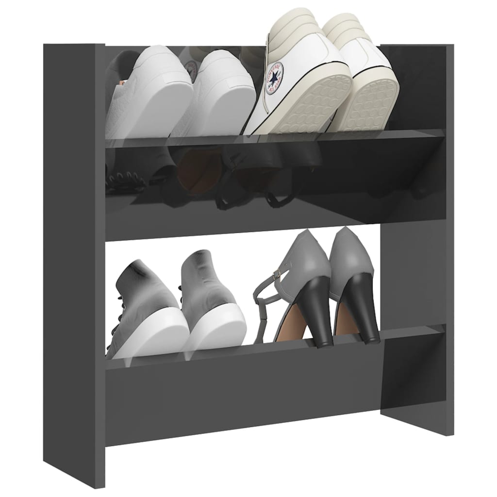Wand-Schuhschrank Holzwerkstoff Hochglanz-Grau