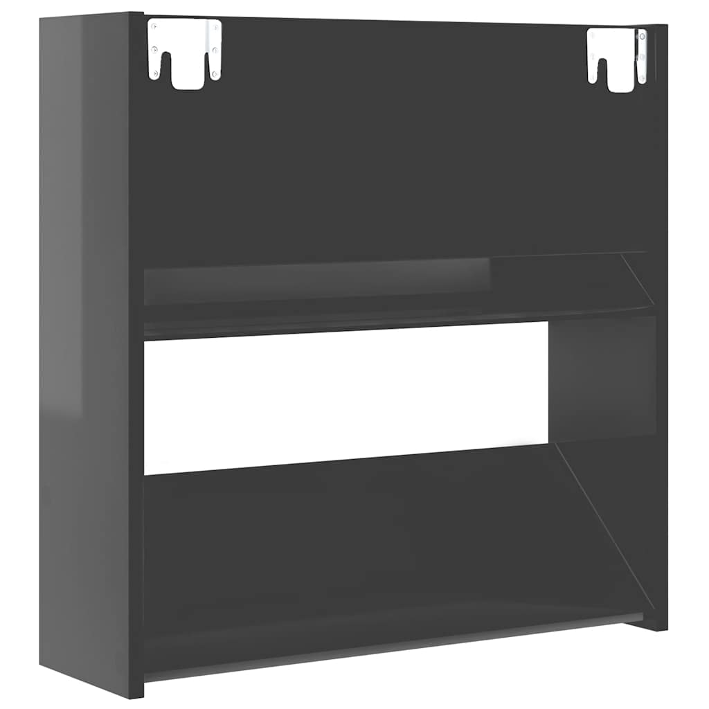 Wand-Schuhschrank Holzwerkstoff Hochglanz-Grau
