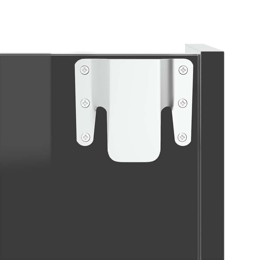 Wand-Schuhschrank Holzwerkstoff Hochglanz-Grau