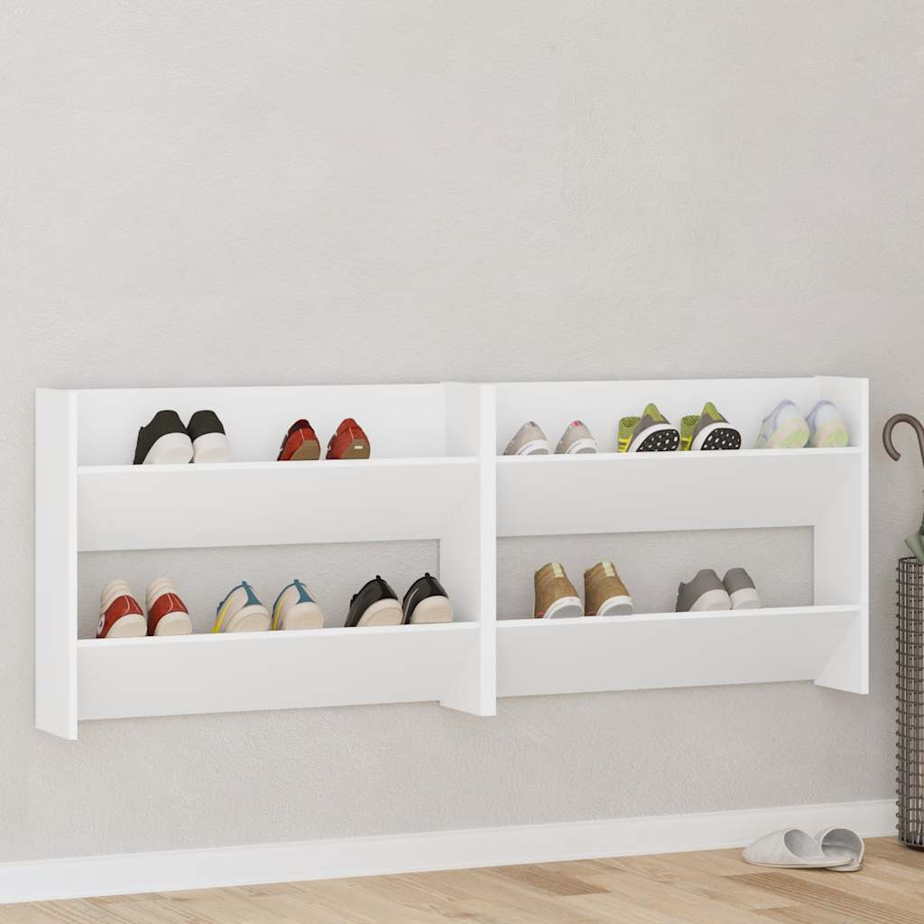 Wand-Schuhschränke 4 Stk. Holzwerkstoff Weiß