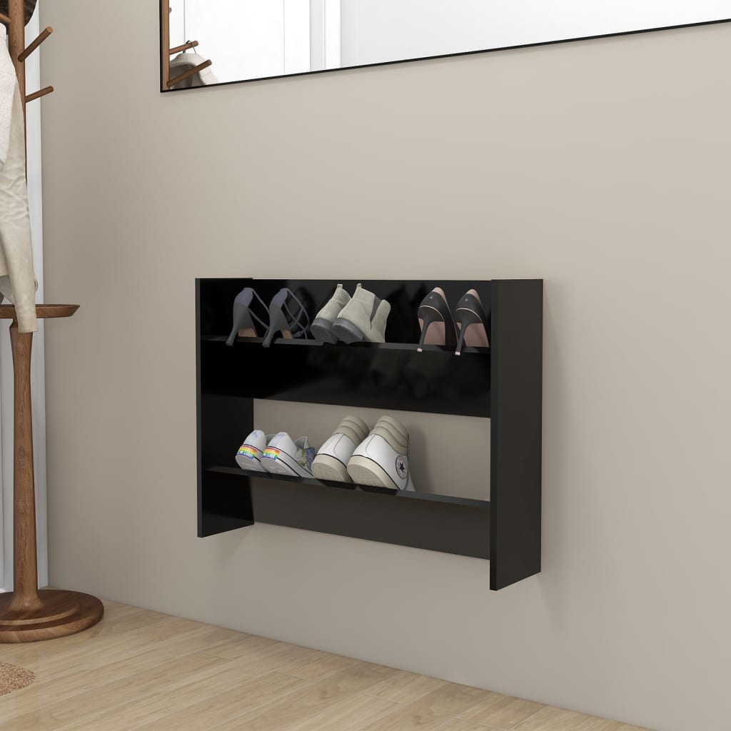 Wand-Schuhschränke 4 Stk. Holzwerkstoff Schwarz